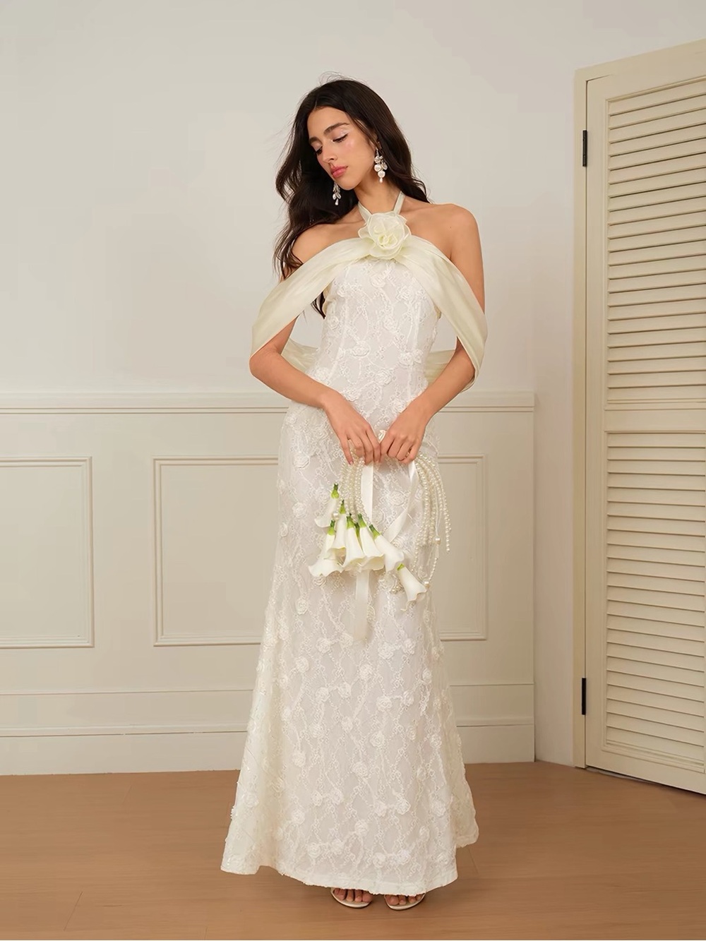 MWT J TheChosen Lace Sequin Embroidered 3D Flower Dress Size M